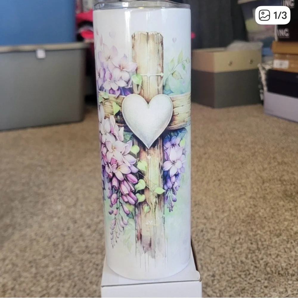 BLESSED BEYOND MEASURE HANDMADE 20oz SKINNY TUMBLER NIB  21